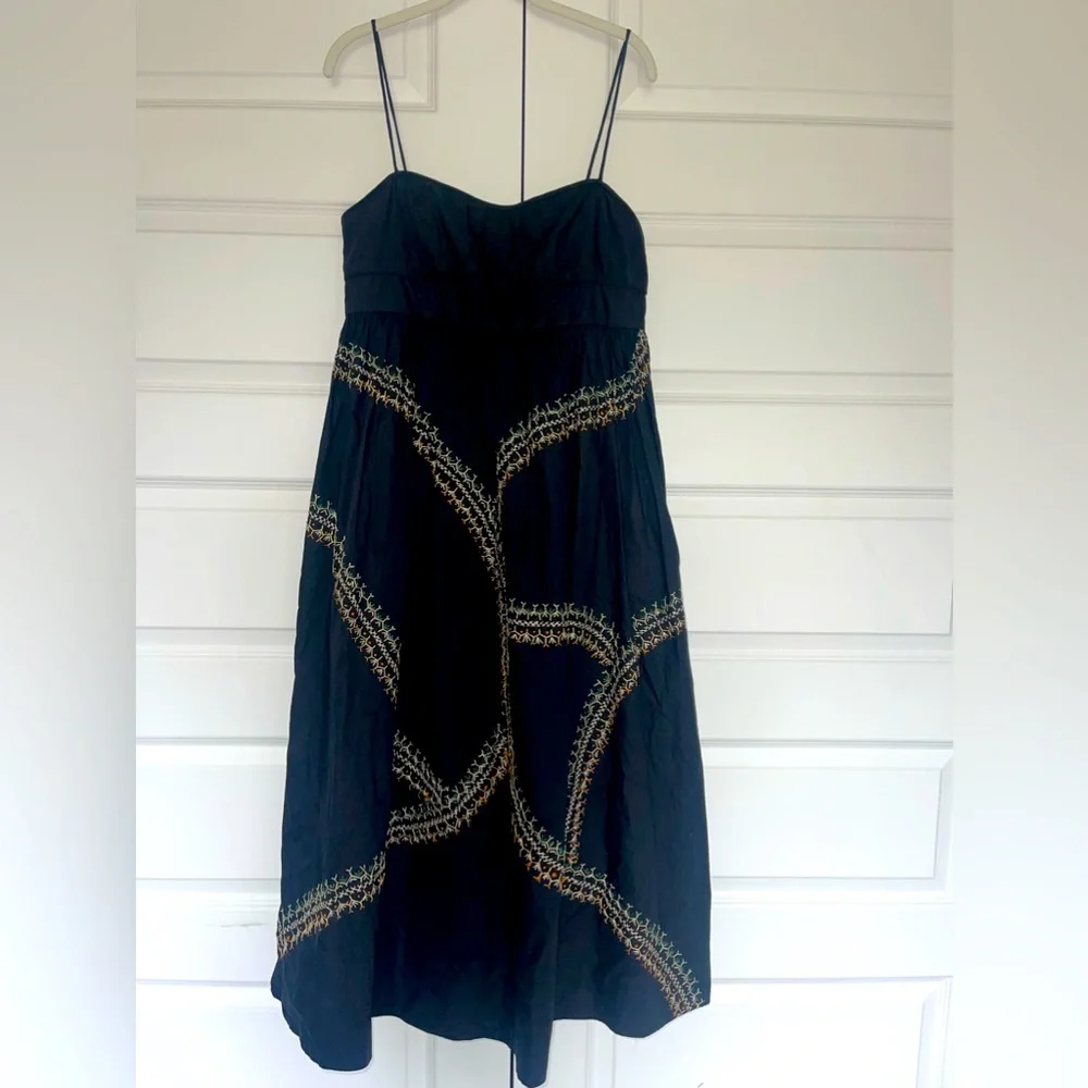 Ulla Johnson Black Midi Dress with Gold Accents - Picture 5 of 10